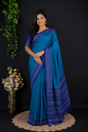 Premium Digital Printed Half Silk Saree