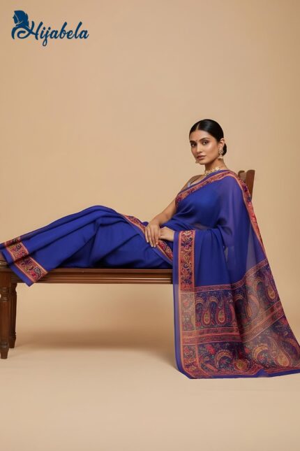 Digital Printed Half Silk Saree