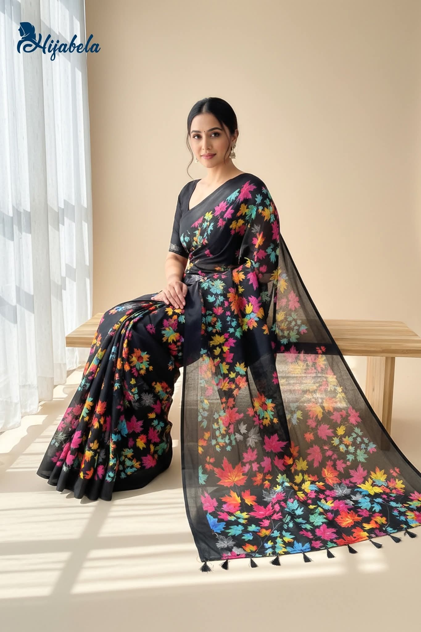 Premium Digital Printed Half Silk Saree
