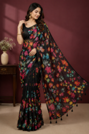 Premium Digital Printed Soft Silk Saree