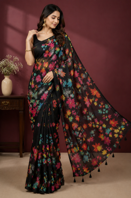 Premium Digital Printed Soft Silk Saree