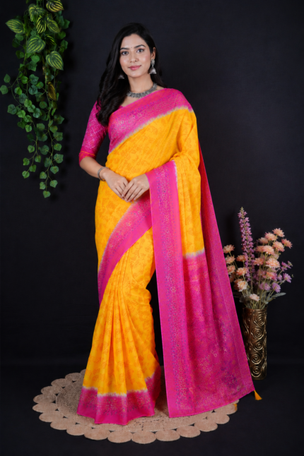 Premium Digital Printed Half Silk Saree