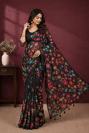 Premium Digital Printed Soft Silk Saree - Image 2