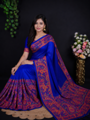 Premium Digital Printed Half Silk Saree - Image 3